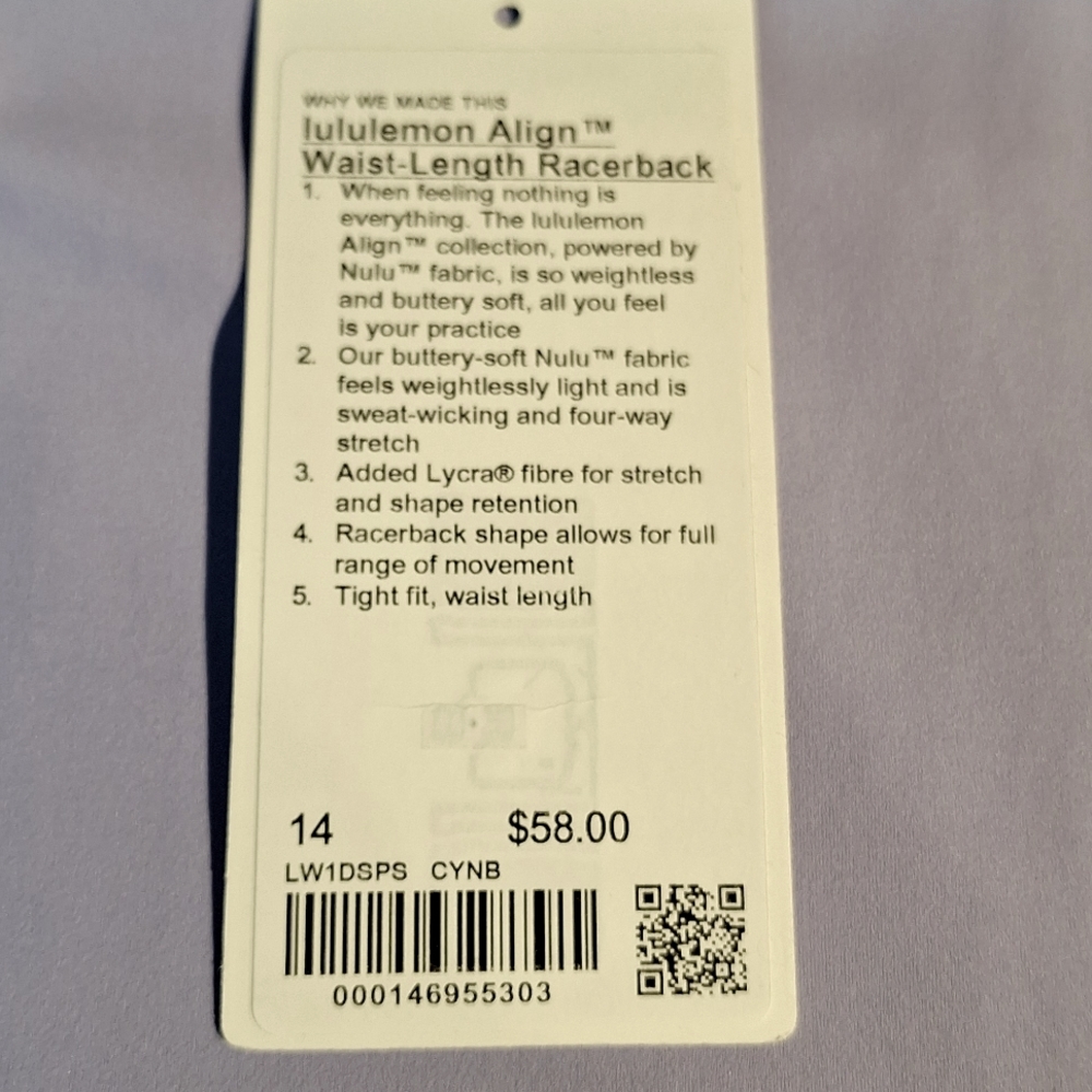lululemon Align Waist-Length Racerback Tank Top in Lilac Smoke - Picture 10 of 11
